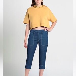 Chloe Dark Wash Cropped Rolled Hem Jeans Size 34/0-2 NWOT